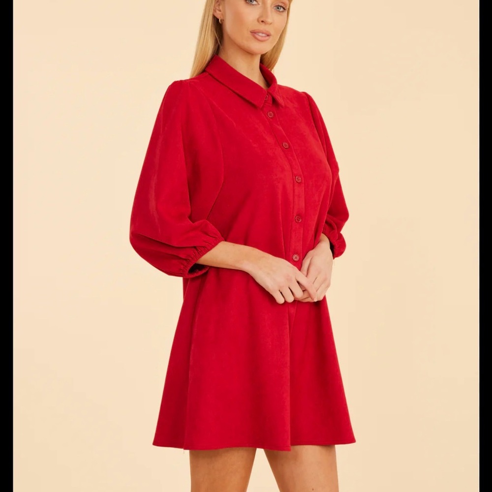 Dolce Cabo red faux suede button up dress‎ size large